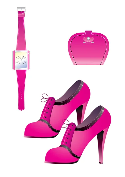 Roze accessoires voor jonge vrouwen — Stockvector