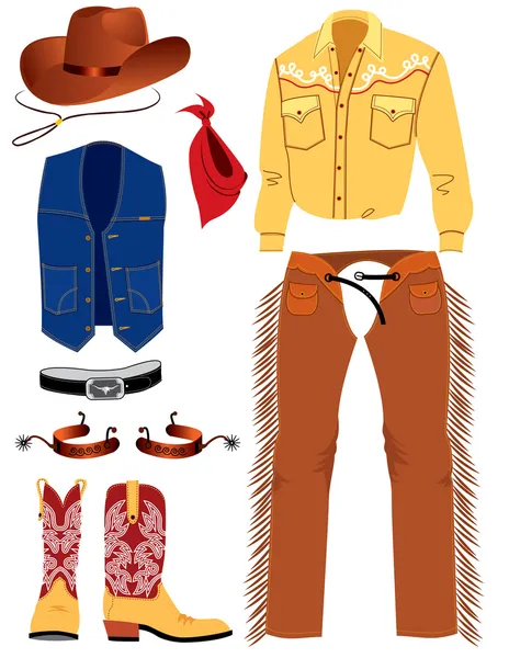 Cowboy clothes .Vector objects on white — Stock Vector