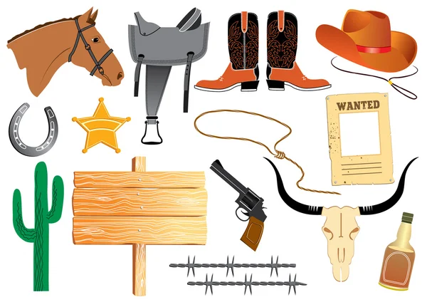 Elementos de cowboy. Texas vida —  Vetores de Stock