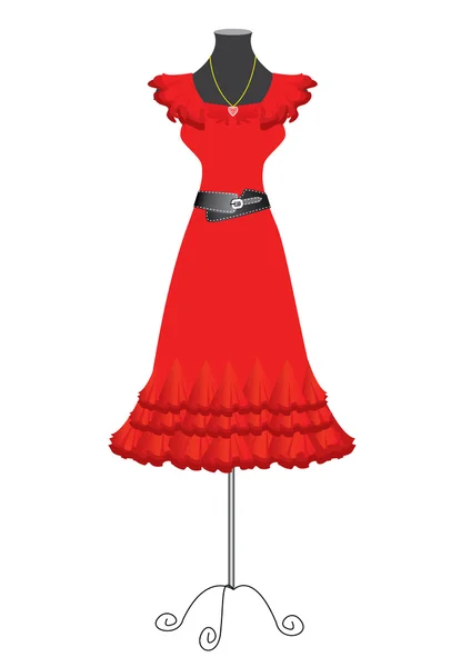 Moda vestido vermelho — Vetor de Stock