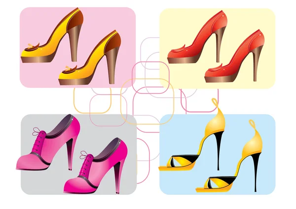 Кольорове взуття для жінки — стоковий вектор