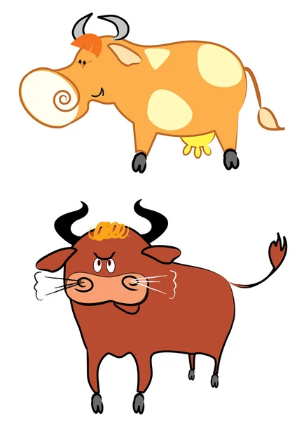 Touro e Vaca — Vetor de Stock