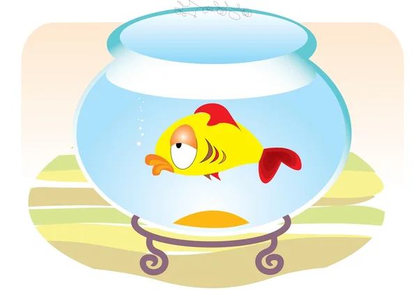 Dessins animés poisson triste dans l'aquarium — Image vectorielle