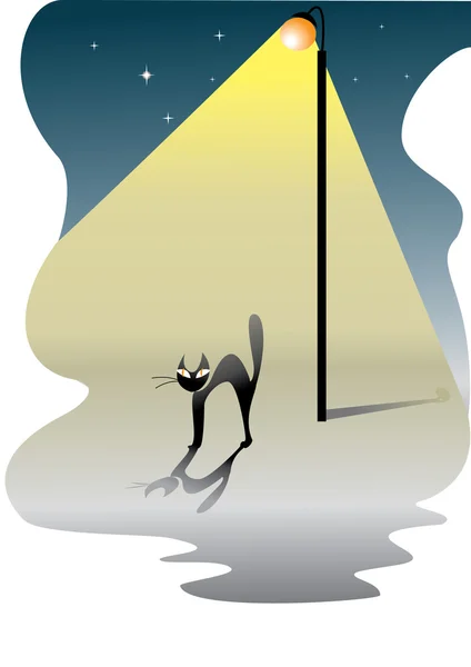 Chat dans la nuit — Image vectorielle