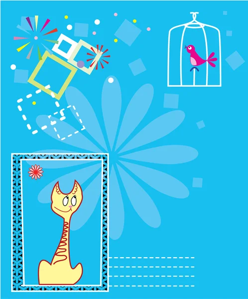 Postkarte für text.vector Katz und Maus — Stockvektor