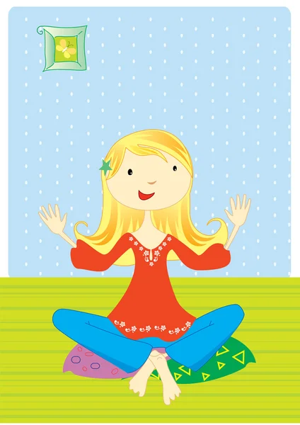 Jolie méditation fille — Image vectorielle