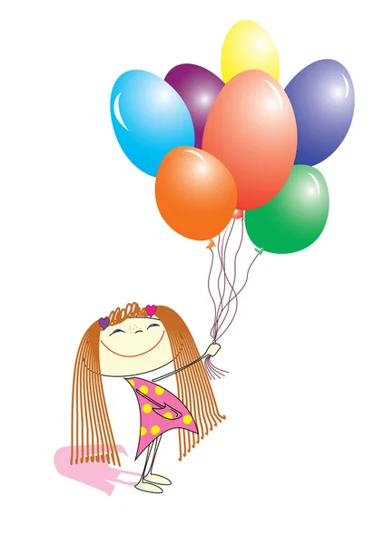 Miła dziewczyna i balonów — Wektor stockowy