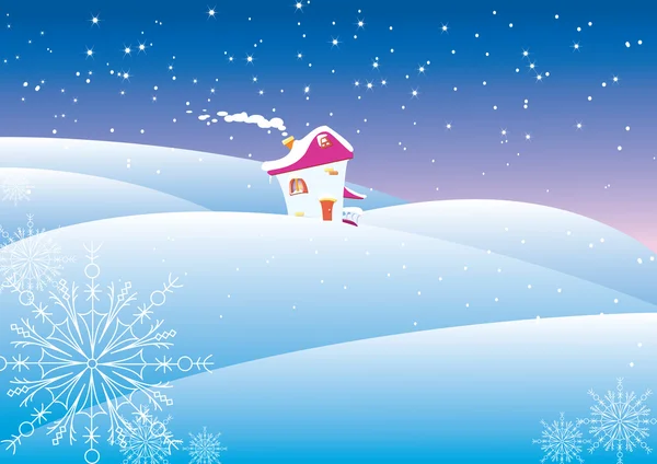 房子在雪中。向量 — 图库矢量图片