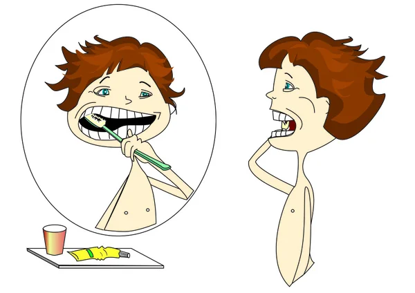 Hombre cepillándose los dientes — Archivo Imágenes Vectoriales