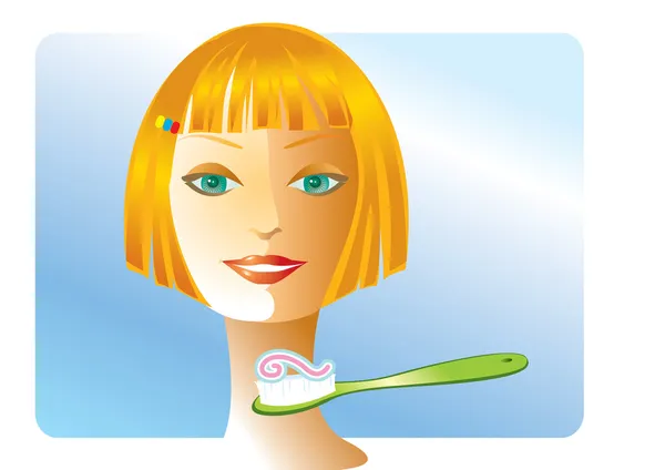 Жінка чистить зуби — стоковий вектор