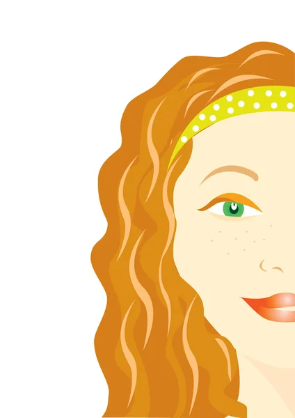 Kızıl saçlı kadın yüz silüeti — Stok Vektör