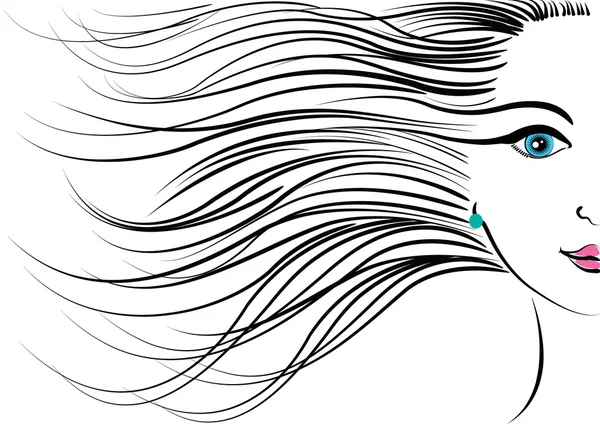 Kadın yüz hairstyle.Silhouette — Stok Vektör