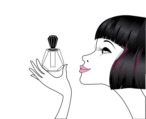 Silhouet van gezicht vrouw .parfume — Stockvector
