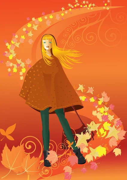 Femme en automne — Image vectorielle