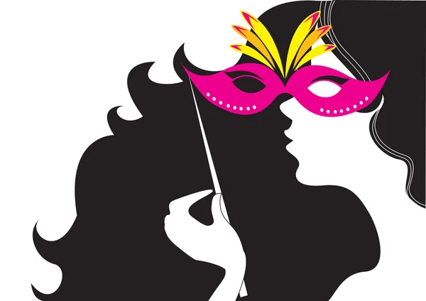 Carnaval. Menina com máscara — Vetor de Stock