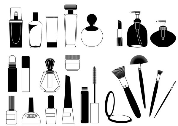 Cosmetics. Silhouettes — Stock Vector