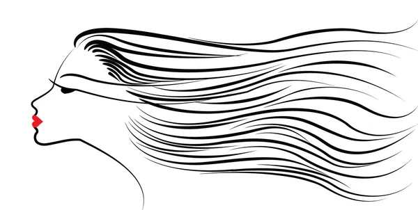 Kadın yüz hairstyle.Silhouette — Stok Vektör