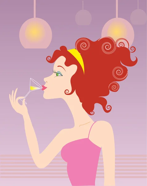 女性の飲酒 coctale — ストックベクタ