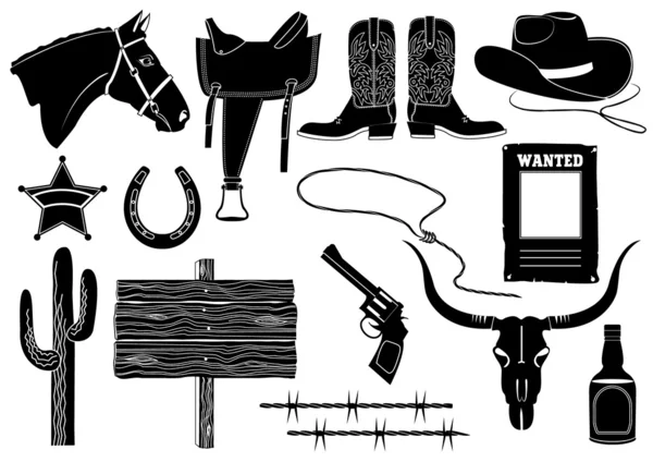Elementos de cowboy . — Vetor de Stock