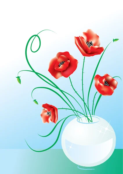 Poppyin vase — Stock Vector