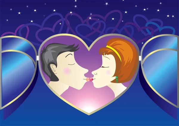 Love kiss.Man and woman kissing — 스톡 벡터