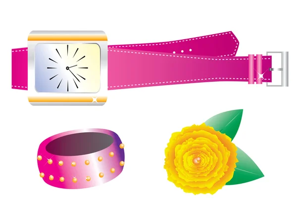 Pink watch.Accessories — Stock Vector