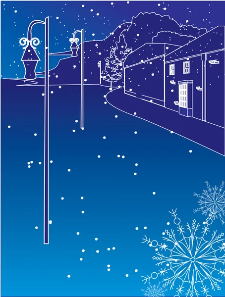 蓝色冬季街头 — 图库矢量图片