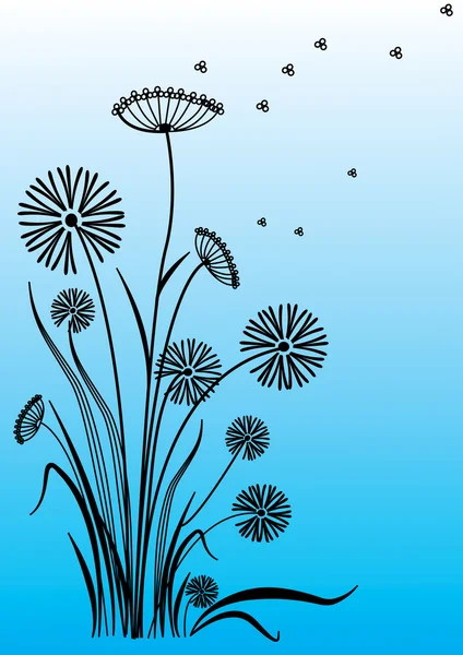Fond floral sur fond bleu — Image vectorielle