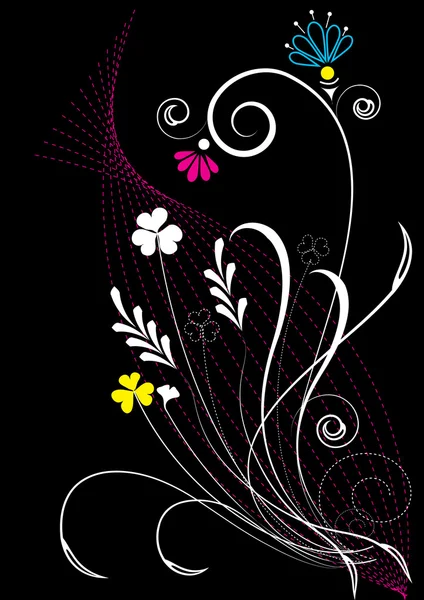 黒の上ベクトル花の背景 — ストックベクタ