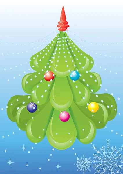 Cartão postal. Árvore Natal — Vetor de Stock
