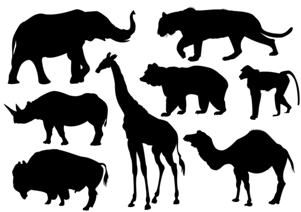Silhouettes d'animaux.Sauvage — Image vectorielle