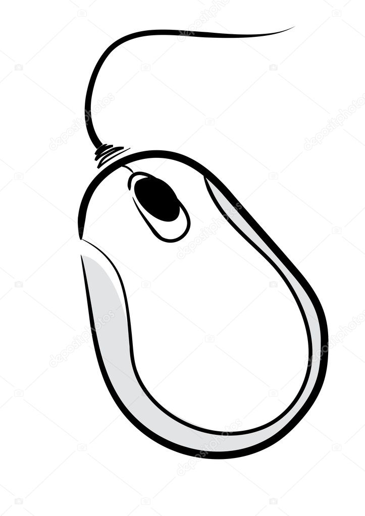 Wireless mouse monochrome line drawing - Stock Illustration [26622929] -  PIXTA