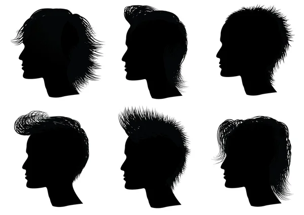 Hairstyle.Silhouettes twarz człowieka — Wektor stockowy