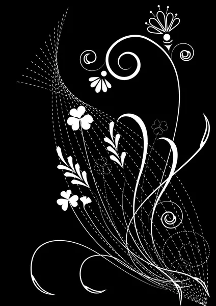 Vector floral arka plan üzerinde siyah — Stok Vektör