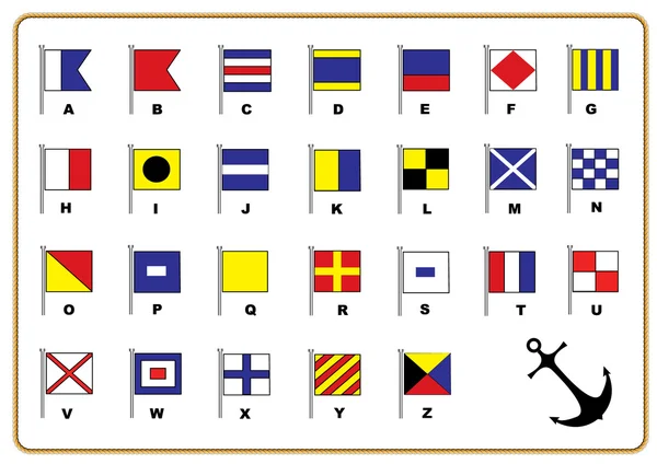 Segla flaggor alfabetet. — Stockfoto