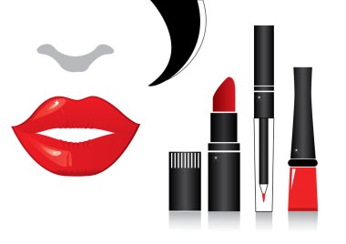  make up.Red mouth and cosmetics clipart