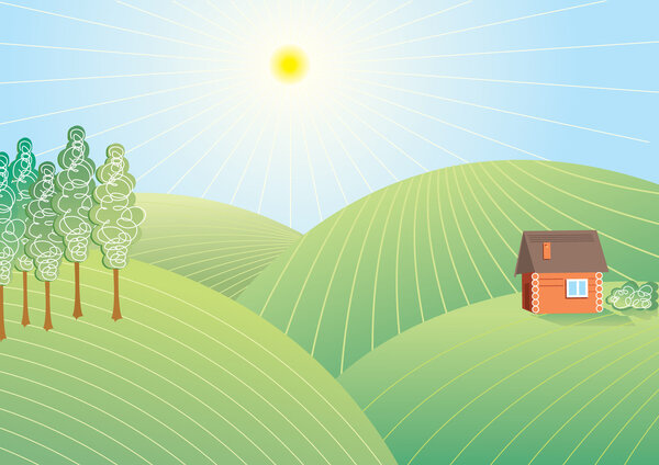 Vector landscape iwith house