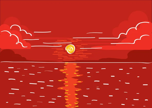 Векторный красный закат — стоковое фото