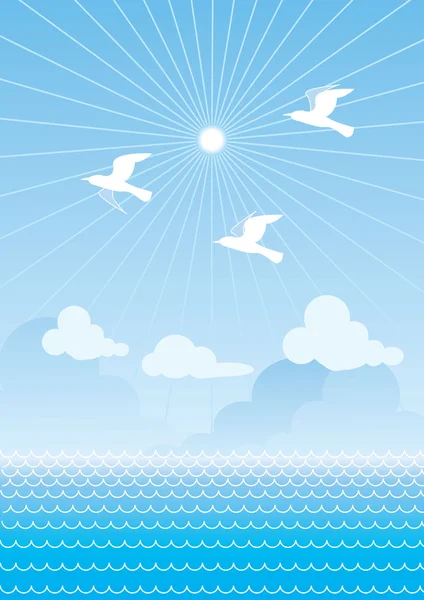 Vector landschap Sea en vogels — Stockfoto