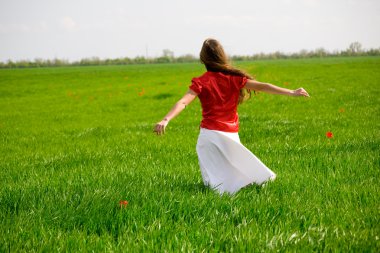 Girl in field clipart