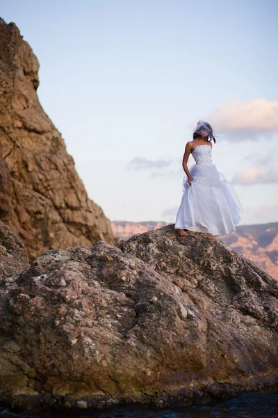 Bride on mountains — Stock Photo, Image