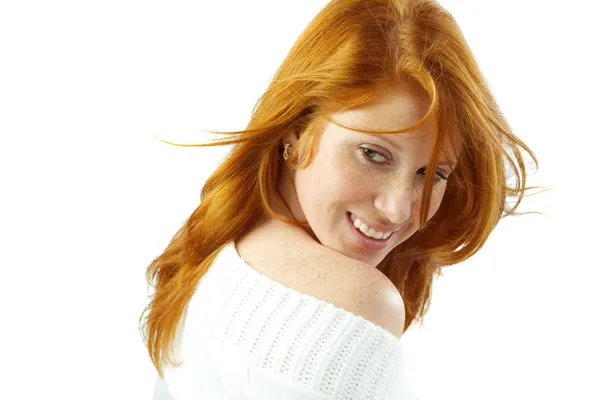 Sexy dívka s rudými vlasy — Stock fotografie