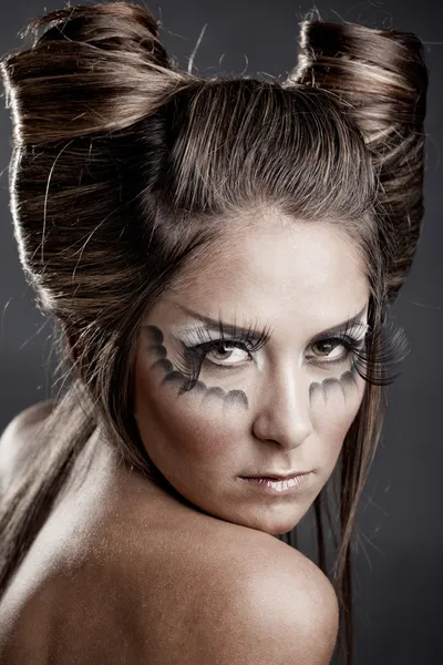 Modelka s halloween make-upu a — Stock fotografie