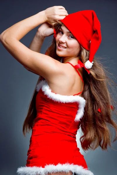 Güzel bir Noel Baba kız — Stok fotoğraf