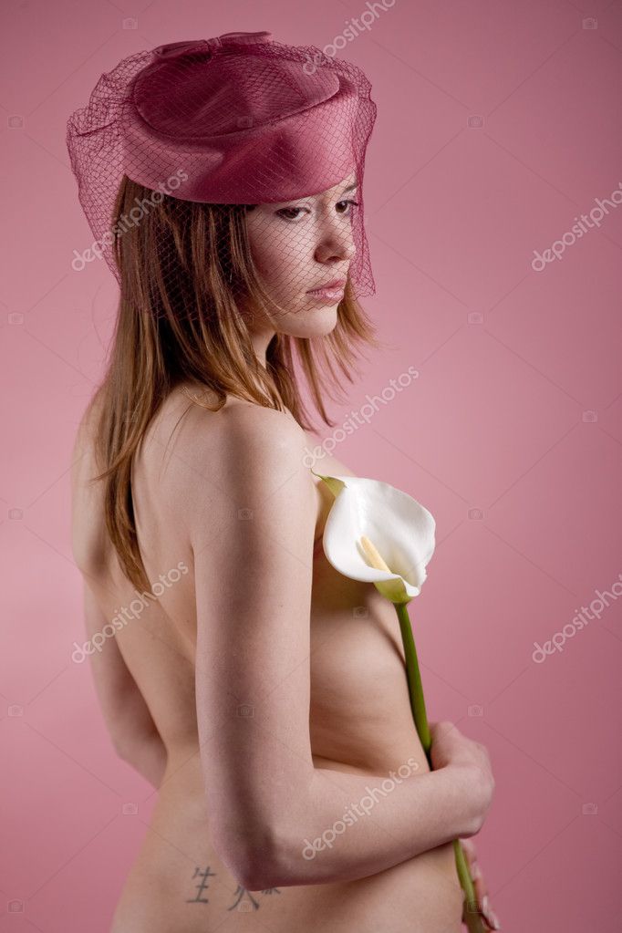 Naket Model Over Roze Stockfoto Naket Model Over Roze Stockfoto