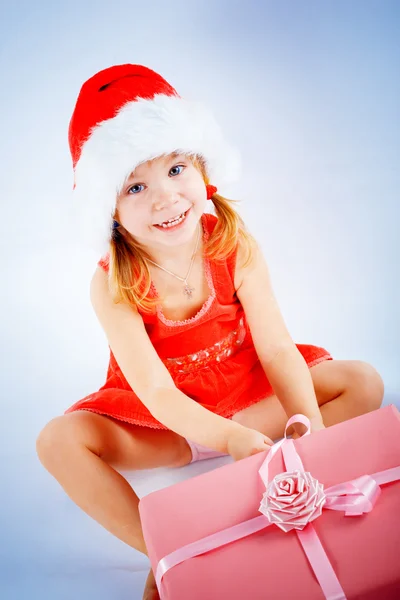 Sevimli Noel Baba kız Stok Fotoğraf