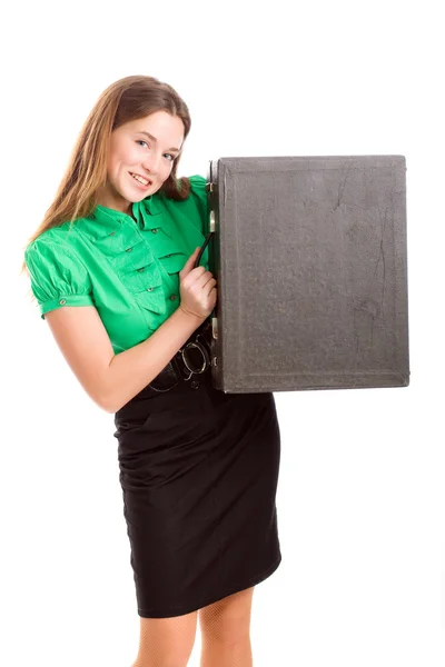 女人和手提箱 — Stockfoto