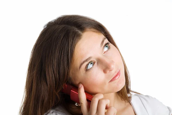 Een vrouw spreken via de mobiele telefoon — Stockfoto