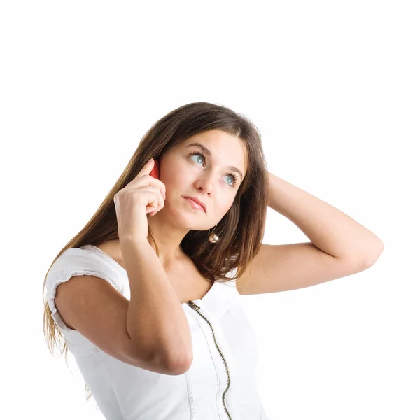 A woman speaking by mobile phone — Stock Photo, Image