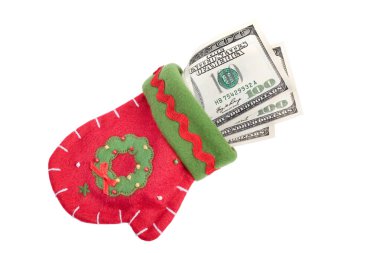 Money in mitten clipart